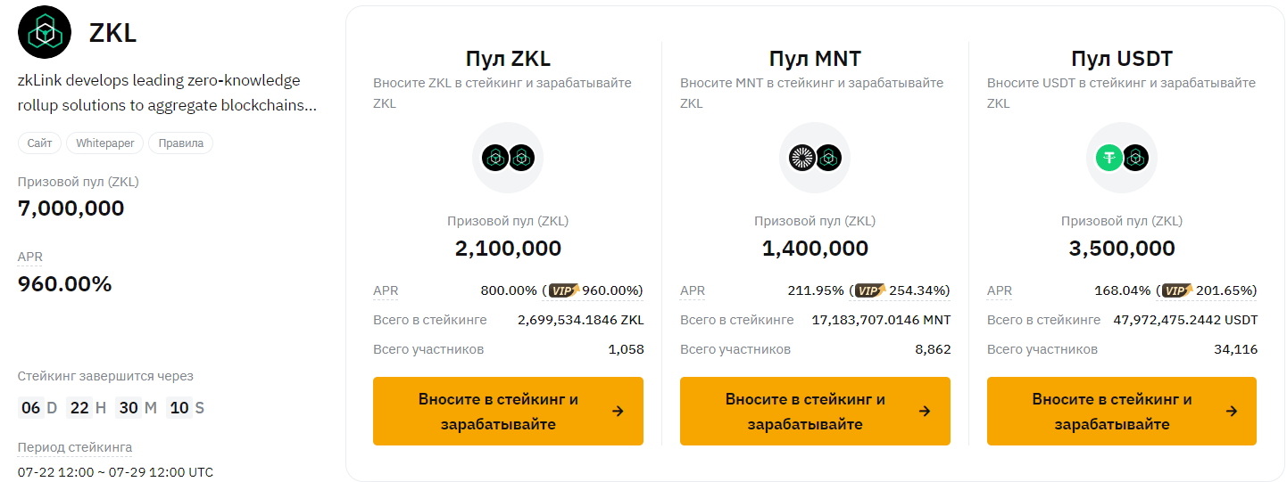 стейкинг ZKL bybit